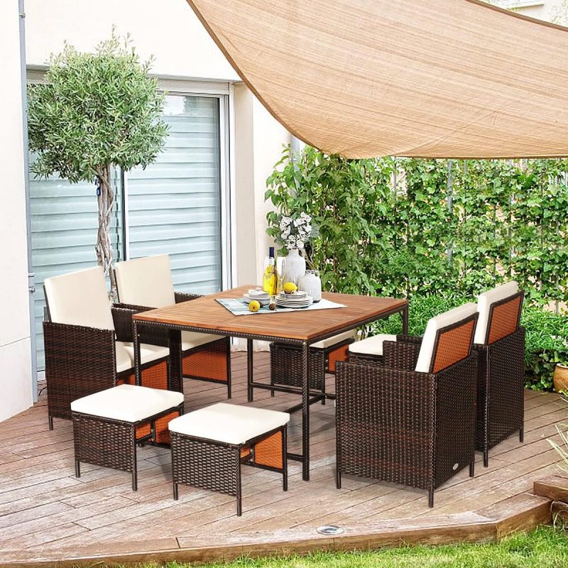 M36 Messemöbelset 8 Stühle mit Tisch Rattan Loungemöbel Outdoor Kundenmöbel Set mit Messetisch 4 Stühlen & 4 Hocker klappbar  Sitzgruppe Relaxlounge 8 Personen – Bild 5